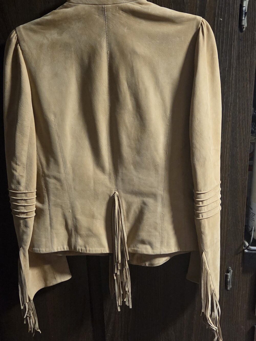 Womens Katayone Adeli 100% Nubuck tan leather suede fringe Jacket - Picture 3 of 3